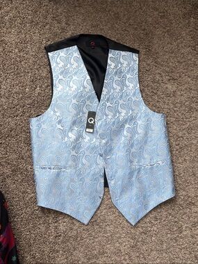 Light Blue Paisley Men's Dress Vest